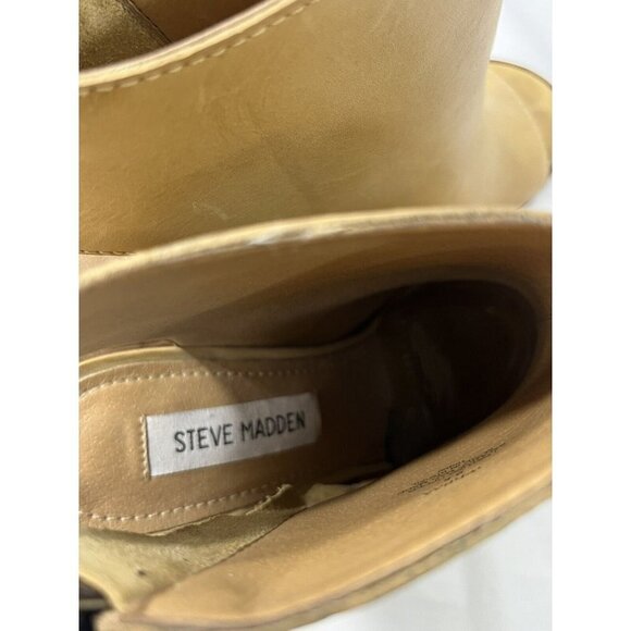Steve Madden TERRAA Open Toe Booties Natural Leather Size 9.5 - Picture 14 of 15